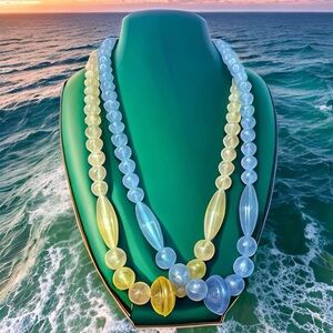 Vintage Chunky Acrylic Beaded Statement Necklace